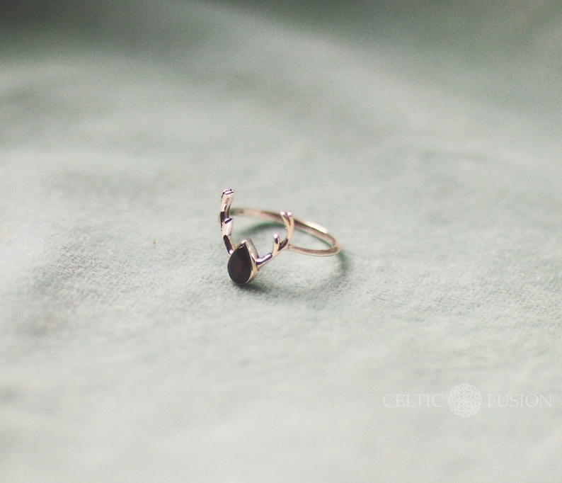 Reg Garnet Stone, Red Stone Ring, Semi-precious stone ring, valentines ring, Stag ring, Celtic ring