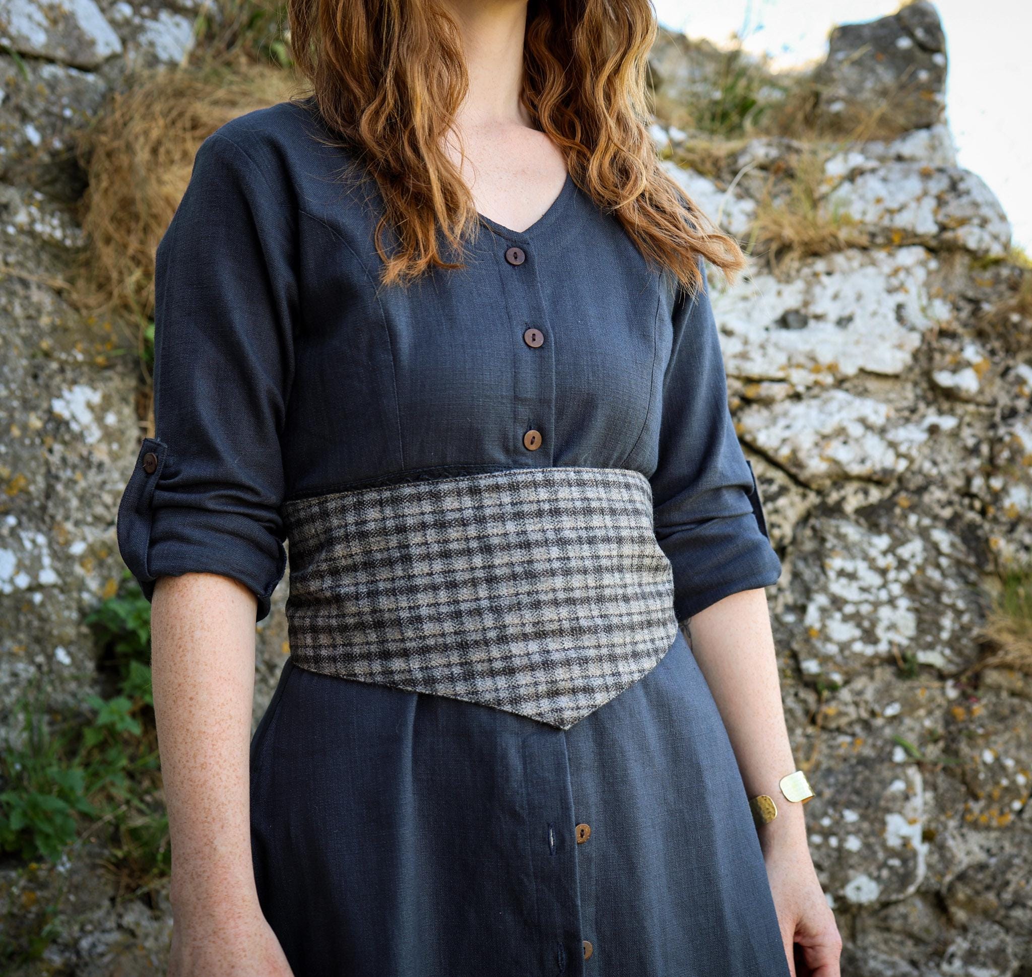 Slate Tweed Corset Belt | Wool Underbust Layering Belt - Etsy