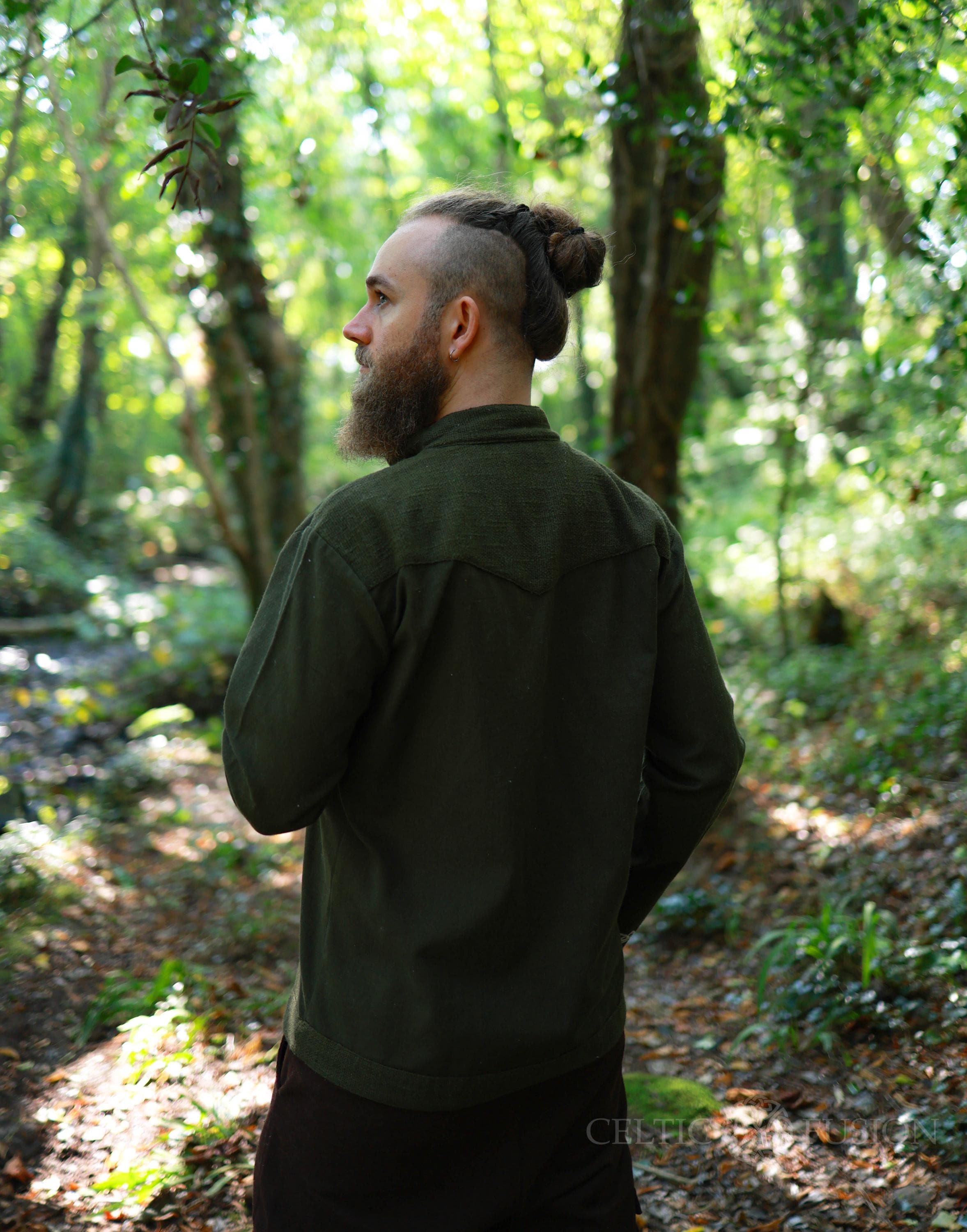 GREEN LEAF SHIRT | 100% Cotton, Celtic Shirt, Mens GREEN LEAF SHIRT | 100% Cotton, Celtic Shirt, Mens