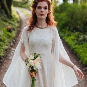 BEALTAINE WEDDING DRESS Hand-fasting, Sleeved Bridal Dress, Fairytale Wedding Dress, Cotton Wedding Dress, Celtic Wedding Dress, Medieval. image 3