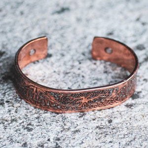 COPPER BRACELET | Tree of Life, Unisex Bracelet, Magnetic Copper Bracelet, Celtic Bracelet, Men's Jewellery, Copper Engraving, Pagan Design.