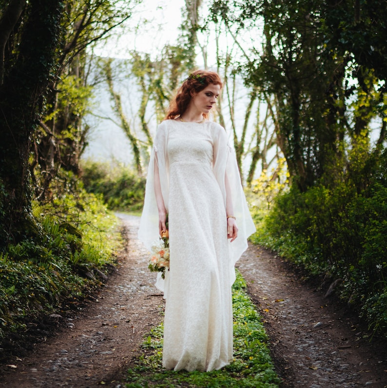 BEALTAINE WEDDING DRESS Hand-fasting, Sleeved Bridal Dress, Fairytale Wedding Dress, Cotton Wedding Dress, Celtic Wedding Dress, Medieval. image 6