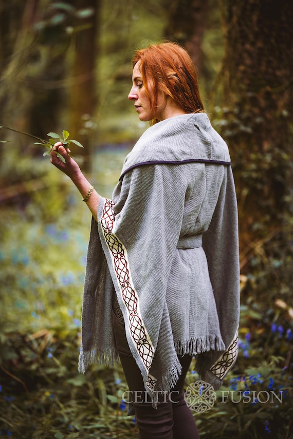 GREY CELTIC Folk Cloak Poncho Viking Cloak Etsy