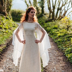 BEALTAINE WEDDING DRESS Hand-fasting, Sleeved Bridal Dress, Fairytale Wedding Dress, Cotton Wedding Dress, Celtic Wedding Dress, Medieval. image 4