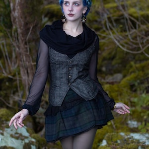 Womans vest, black vest, womans tweed vest, irish tweed vest, celtic vest, irish designer clothing, womans waistcoat