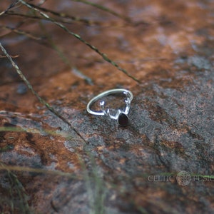 Reg Garnet Stone, Red Stone Ring, Semi-precious stone ring, valentines ring, Stag ring, Celtic ring