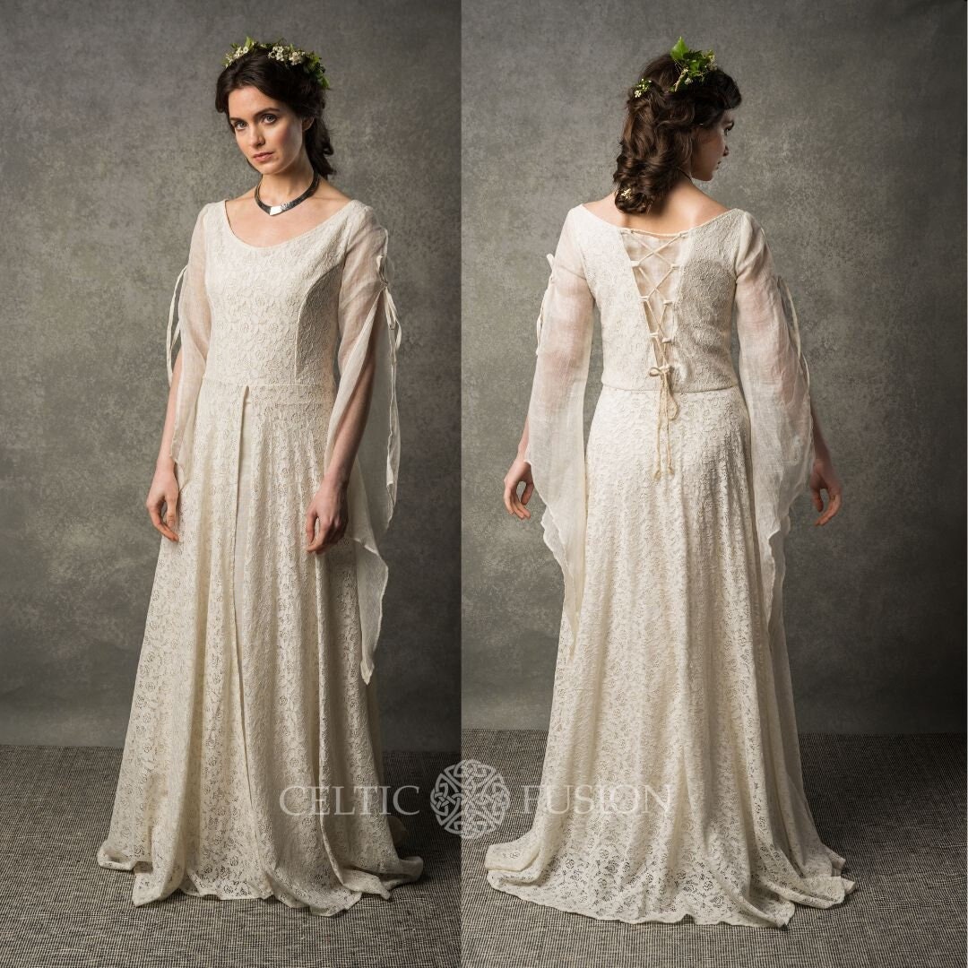 Buy ÁINE WEDDING DRESS Natural Wedding Dress, Celtic Fusion, Celtic Wedding  Dress, Reinassance Dress, Custom Made, Pagan, Organic Wedding Online in  India - Etsy