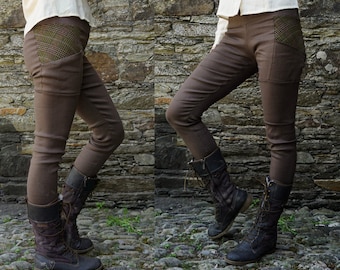 Combat Linen and Tweed Trouser/ Leggings, Celtic Leggings, ComBat leggings, Folk Leggings, Fairy Leggings, Yoga leggings, Lycra