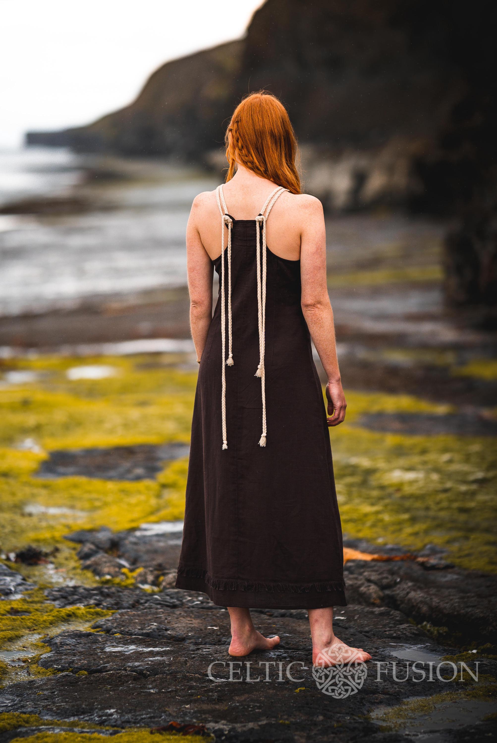 CELTIC SPIRIT DRESS | Brown Long Sleeveless Knotwork Dress