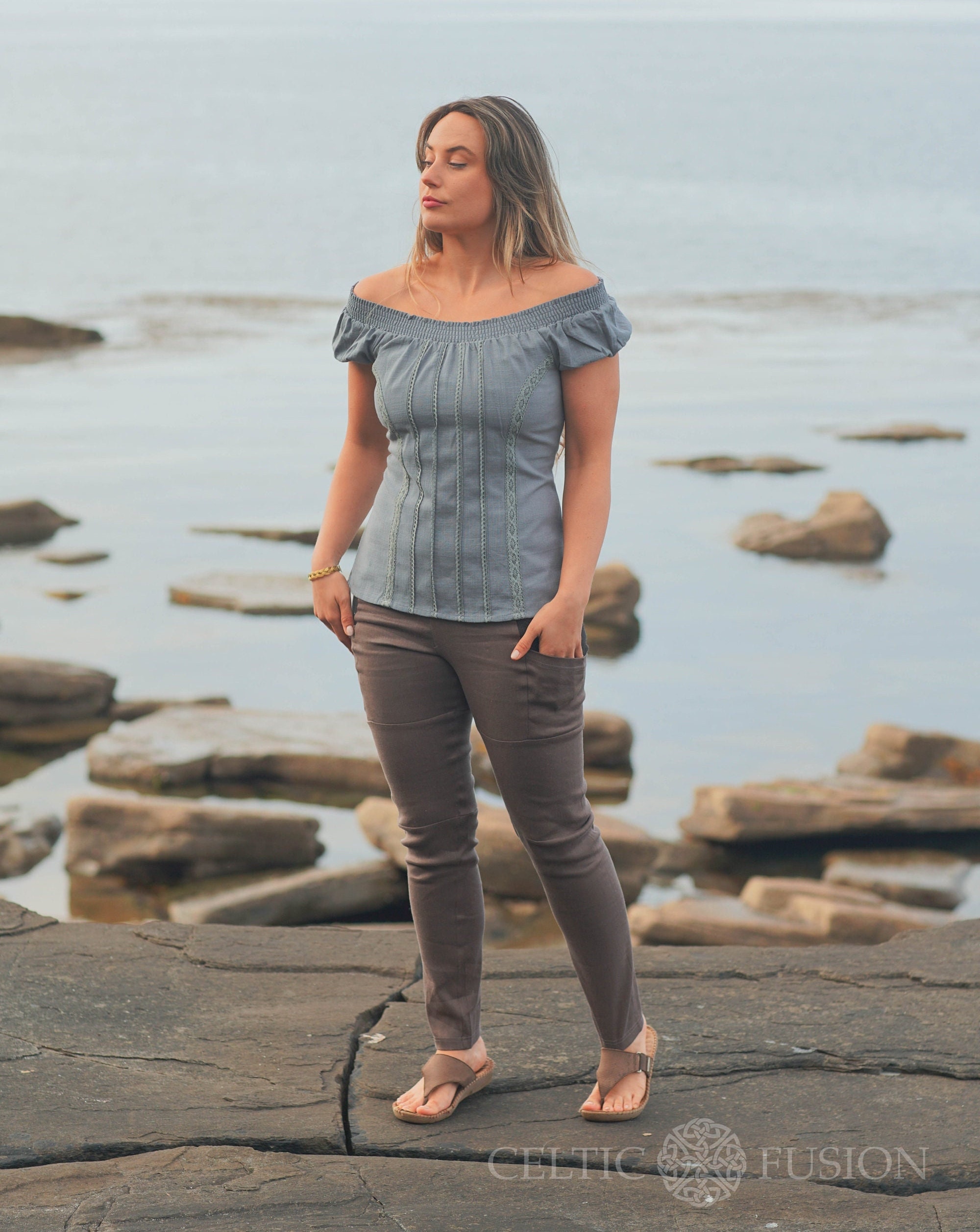 WILD FLOWER TOP | Corset Top with Sleeves, 100% Cotton Women's Top, Off the Shoulder Corset Top, Cute Corset Top | Celtic Fusion