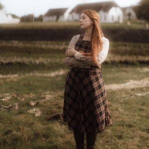 PINAFORE DRESS | Adjustable Strap Pinafore, Plaid Pinafore Dress, Layering Dress, Apron Dress, Cotton Pinafore Dress, Check Pinafore