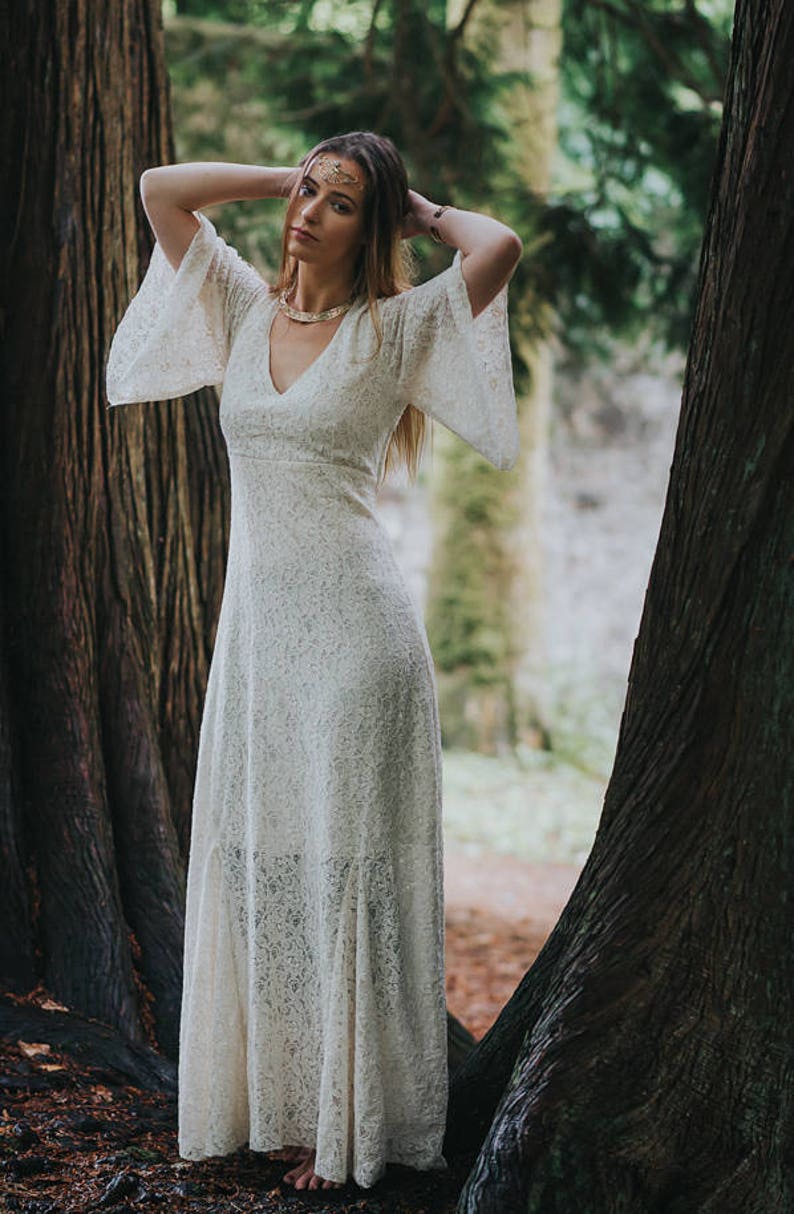 PAGAN QUEEN DRESS Sleeved Celtic Wedding Dress, Woodland, Custom Made Dresses, Natural Design, Pagan, Simple Wedding, Celtic Fusion. image 2