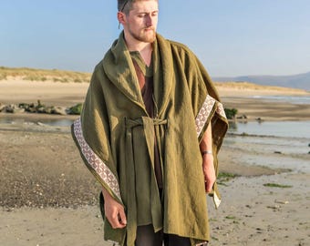 Handwoven Cotton Dagda Cape | Unisex Celtic Druid Cloak