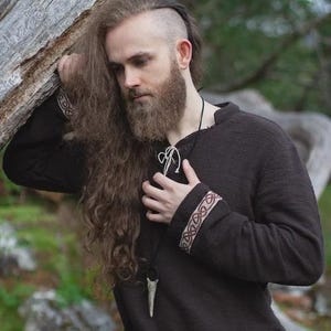 HANDWOVEN CELTIC TUNIC | 100% Cotton Celtic Pullover, Celtic Knotwork Embroidery, Celtic Shirt, Celtic Style, Irish Clothes For Men.