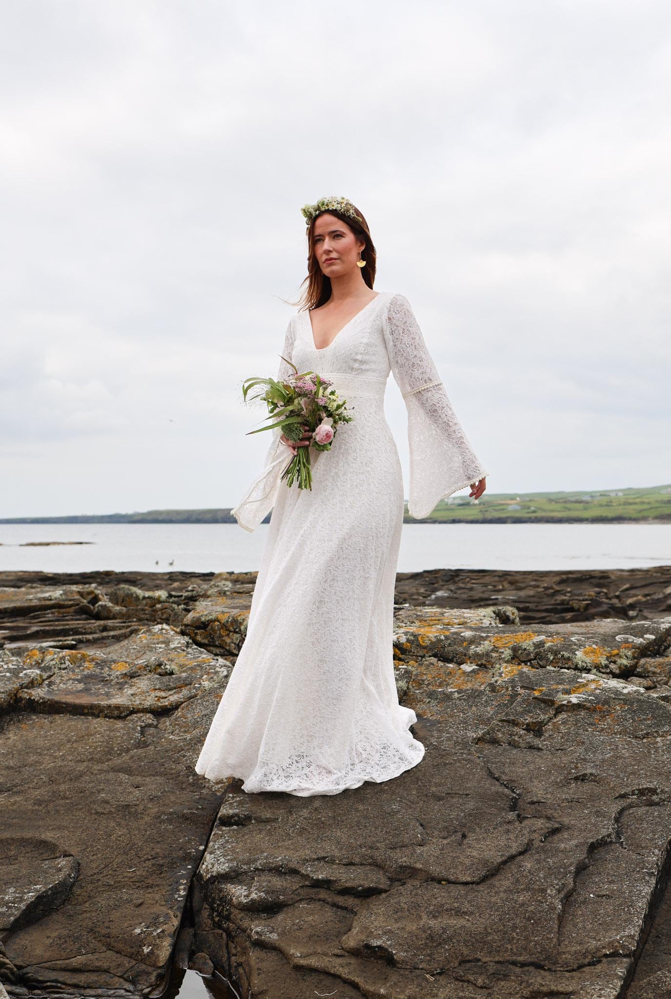 irish lace wedding dress Mo Chro Large feminine silhouette Lace Wedding Dress Irish Lace
