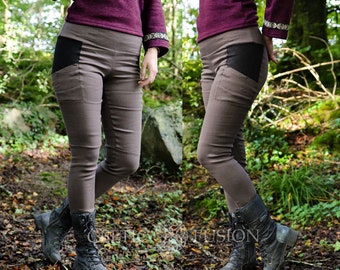 PANTALON DE COMBAT EN LIN | Pantalon/leggings en tweed marron, best-seller, pantalon slim fit, leggings de combat, pantalon taille haute, pantalon en lin.