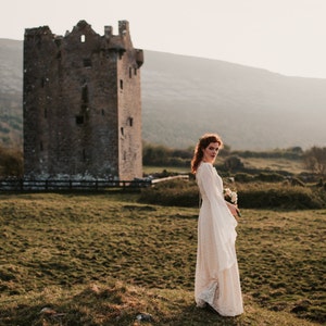 BEALTAINE WEDDING DRESS Hand-fasting, Sleeved Bridal Dress, Fairytale Wedding Dress, Cotton Wedding Dress, Celtic Wedding Dress, Medieval. image 9