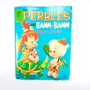 Vintage 1964 Hanna Barbera&#39;s PEBBLES and BAMM-BAMM The Flintstones Paper Dolls / Unused Complete Rare!