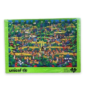 Vintage UNICEF Puzzle / The Life of Balinese Society by Ketut Soki / 1000 Piece Jigsaw Puzzle / New Sealed in Box