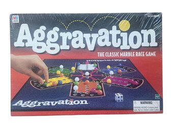 Vintage 1999 AGGRAVATION Classic Marble Race Game | Milton Bradley Hasbro Board Game | Sealed, New