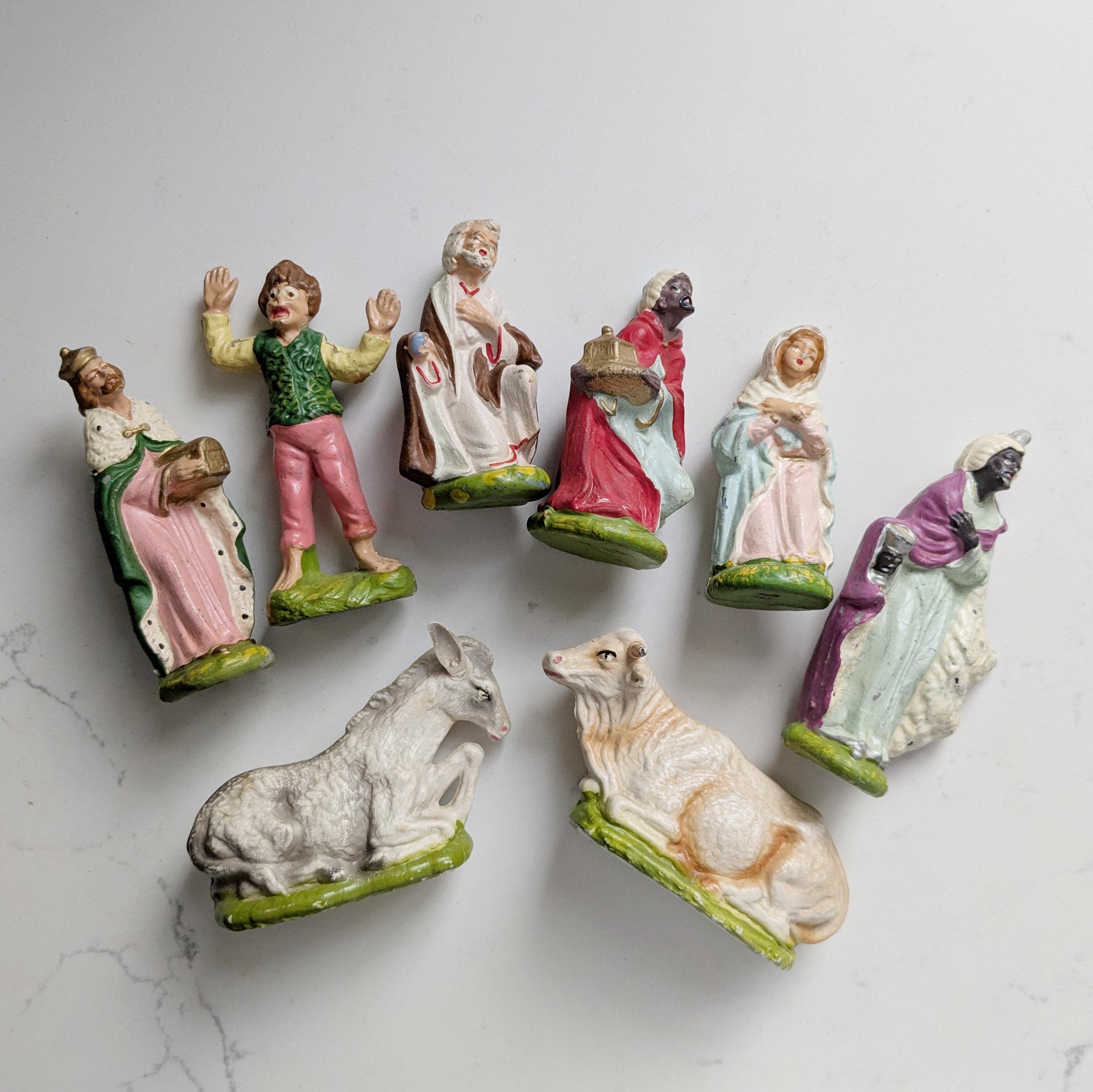 Lot de figurines anciennes de crèche de la Nativité vintage Italie Taiwan Japon - Canada