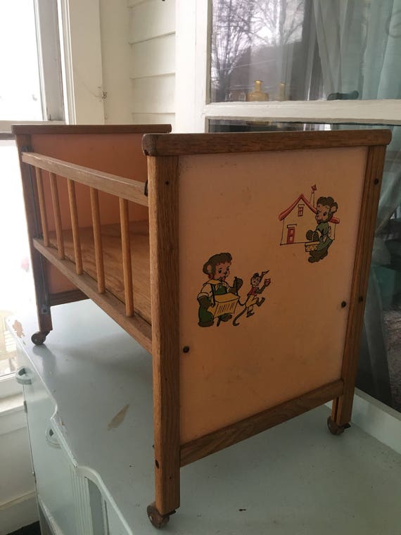 vintage baby doll crib
