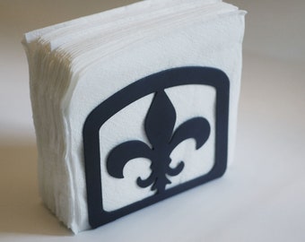 Powder Coated Steel Napkin Holder with a Fleur de Lis Design
