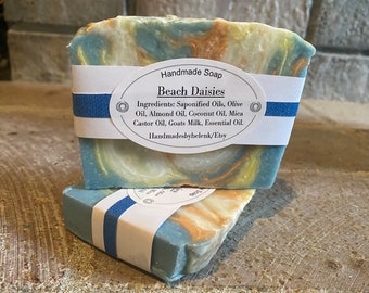 Beach Daisies soap, goats milk soap, homemade soap, thank you gifts, birthday gifts, bath soap