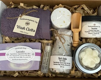 Lavender gift set, birthday, thank you, spa set, get well, holiday gift box gift set, lavender sage soap set