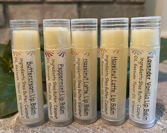 Shea butter lip balm, multiple flavors to choose from, creamy lip balms, homemade lip balm