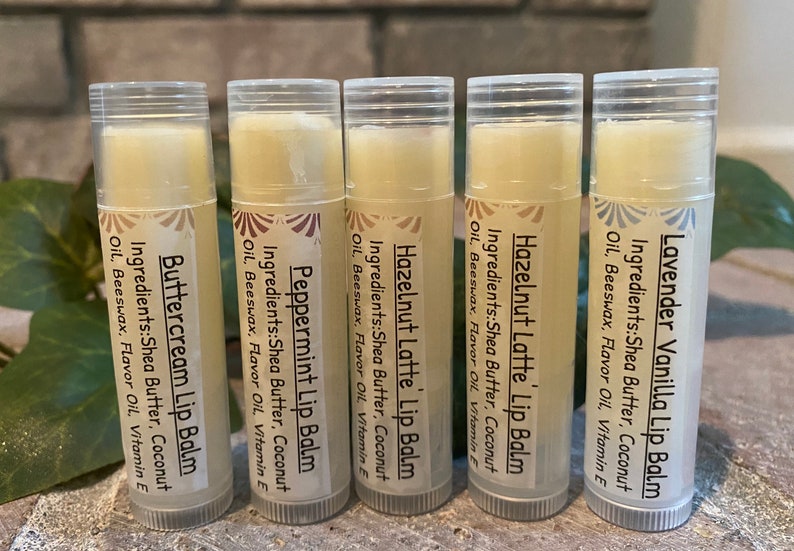 Shea butter lip balm, multiple flavors to choose from, creamy lip balms, homemade lip balm