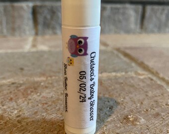 Baby Shower favor lip balm, you personalize, CHOOSE flavor from drop down