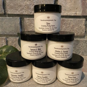 Creamy body lotion, homemade body lotion 2.7 oz, handmade lotion, birthday gift, travel moisturizers. Perfect purse or travel size.