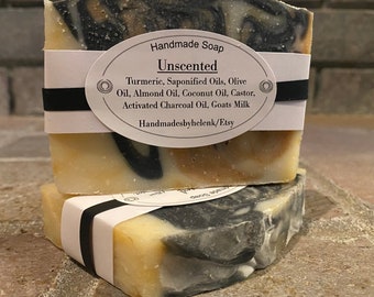 Unscented soap, unscented activated charcoal turmeric soap, artisan soap