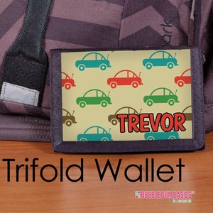 Cartera de coches, cartera deportiva para niños, cartera personalizada, cartera triple de nailon, cartera de carreras, cartera para niños