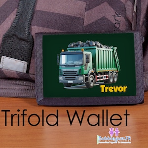 Boys Wallet, Garbage Truck, Wallet for boys, Trifold Wallet, Personalized Wallet, kids wallet