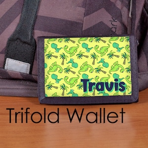 Dinosaur Wallet, Boys Wallet, Personalized wallet, Nylon Trifold Wallet, Dino wallet, Kids wallet, Boy wallet