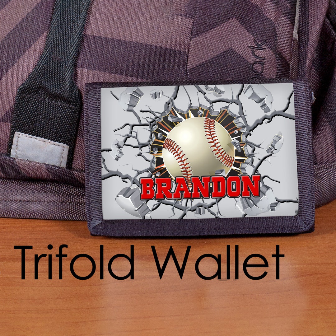 Baseball Wallet, Boys Baseball Wallet, Personalized Wallet, Nylon