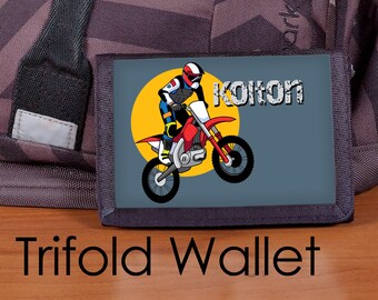 Motocross Wallet, Boys Wallet, Personalized wallet, wallet for kids, BMX Wallet, Dirt Bike