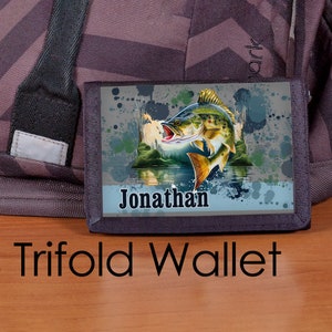 Cartera de pesca, Cartera para niños, Cartera triple, Pesca de lubina, Cartera personalizada, Lubina, Pesca, Cartera de niño, cartera