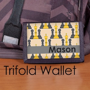Cartera de ajedrez, Cartera de jugador de ajedrez, Cartera personalizada, Cartera triple de nylon, Cartera para niños, Cartera personalizada, Cartera para niños, Jugador de ajedrez