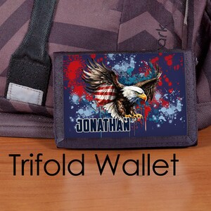 Cartera personalizada, Cartera para niños, Cartera triple, Águila calva, Cartera personalizada, Cartera americana, Cartera para niños, cartera, Cartera patriótica