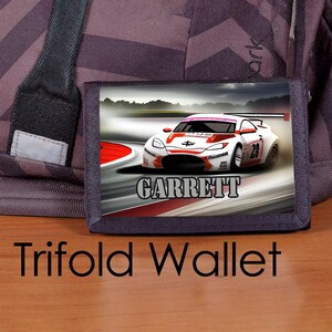 Monedero para niños, Monedero para niños, Monedero triple, Monedero personalizado, Monedero para niños, Coches de carreras, Carreras, cartera de coches de carreras