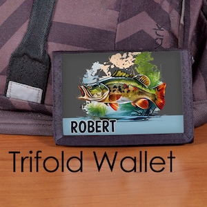 Cartera de pesca, Cartera para niños, Cartera triple, Pesca de lubina, Cartera personalizada, Lubina, Pesca, Cartera de niño, cartera
