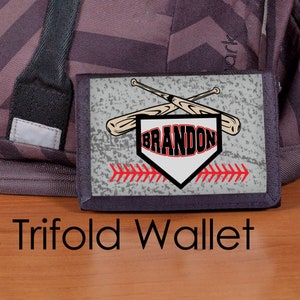 Cartera de béisbol, Cartera de béisbol para niños, Cartera personalizada, Cartera triple de nailon, Cartera personalizada, Cartera para niños, Béisbol