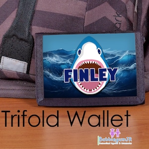 Boys Wallet, Shark Wallet for boys, Trifold Wallet Personalized Wallet