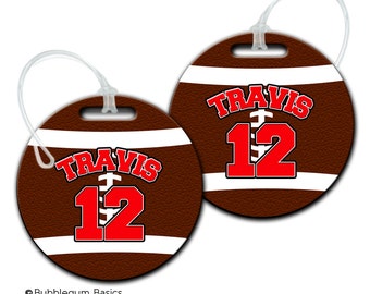 Football bag tag, football, sports bag tag, boys bag tag, luggage tag, travel tag, diaper bag tag, backpack bag tag