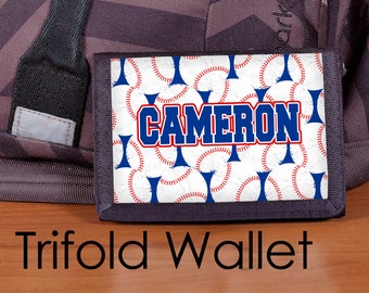 Baseball Wallet, Boys Wallet, Trifold Wallet, Custom Wallet, Kids wallet, boy wallet, baseball gift, wallet
