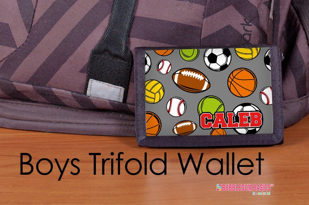 Sports Wallet, Boys Wallet, Personalized Wallet, Nylon Trifold Wallet