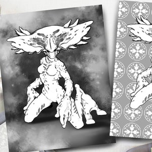 DOWNLOADABLE Coloring Page Monster Art - Prettie Monstrous Series - 4 Versions!